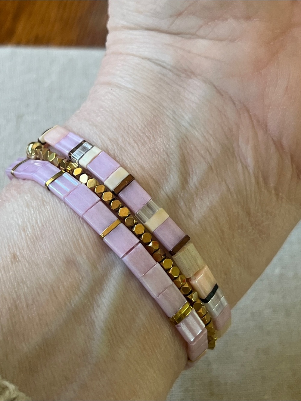 Miyuki Tila Pale Pink & Mauve Bundle of Bracelets